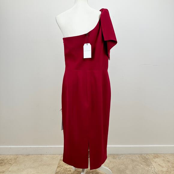 Dress the Population Tiffany One Shoulder Bow Sheath Dress Garnet Red XXL NWT - Picture 9 of 14